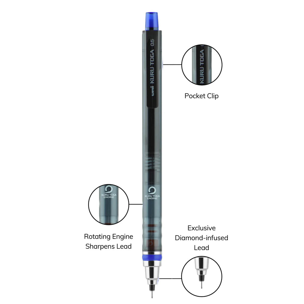 Uni-Ball Kuru Toga Self-Sharpening Mechanical Pencil 0.5mm Micro