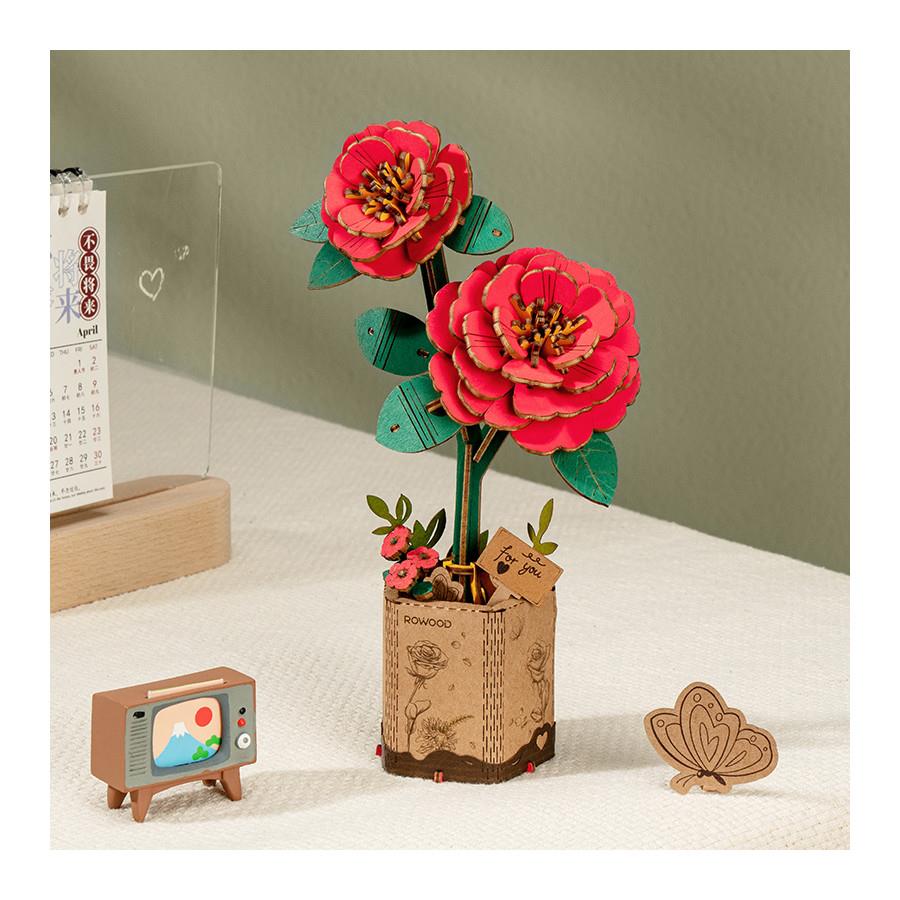 イマン スカーレットローズ ミディbox Robotime Rowood Wooden Bloom Craft Model Kit - Red Camellia