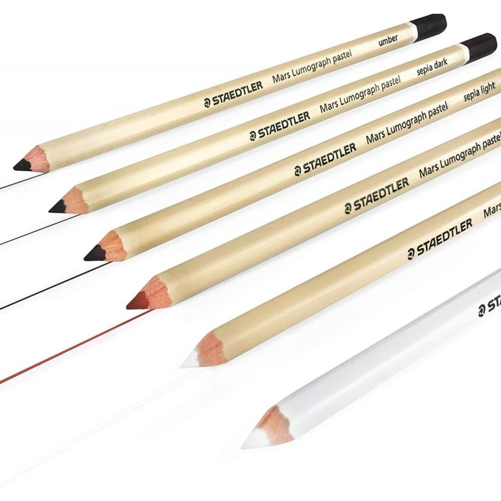 STAEDTLER Mars Lumograph 色鉛筆60色 Staedtler Mars Lumograph 6 Sepia Pastel Pencils Set – Midoco Art
