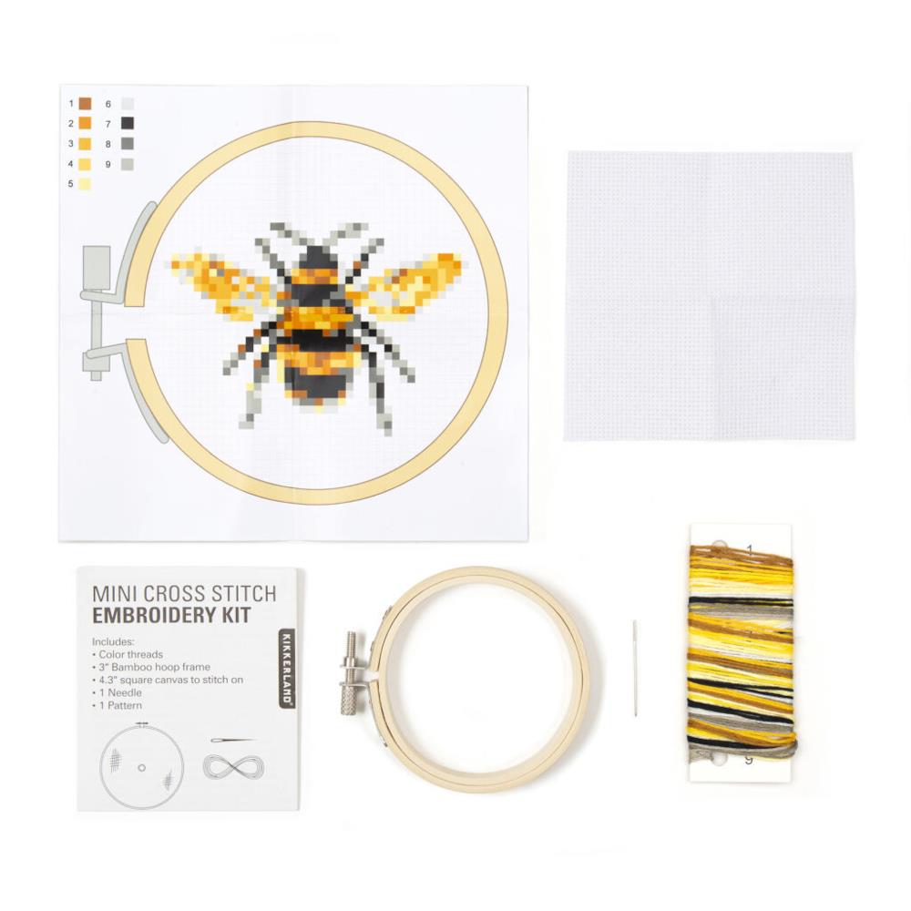 Kikkerland Mini Cross Stitch Embroidery Kit - Bee – Midoco Art