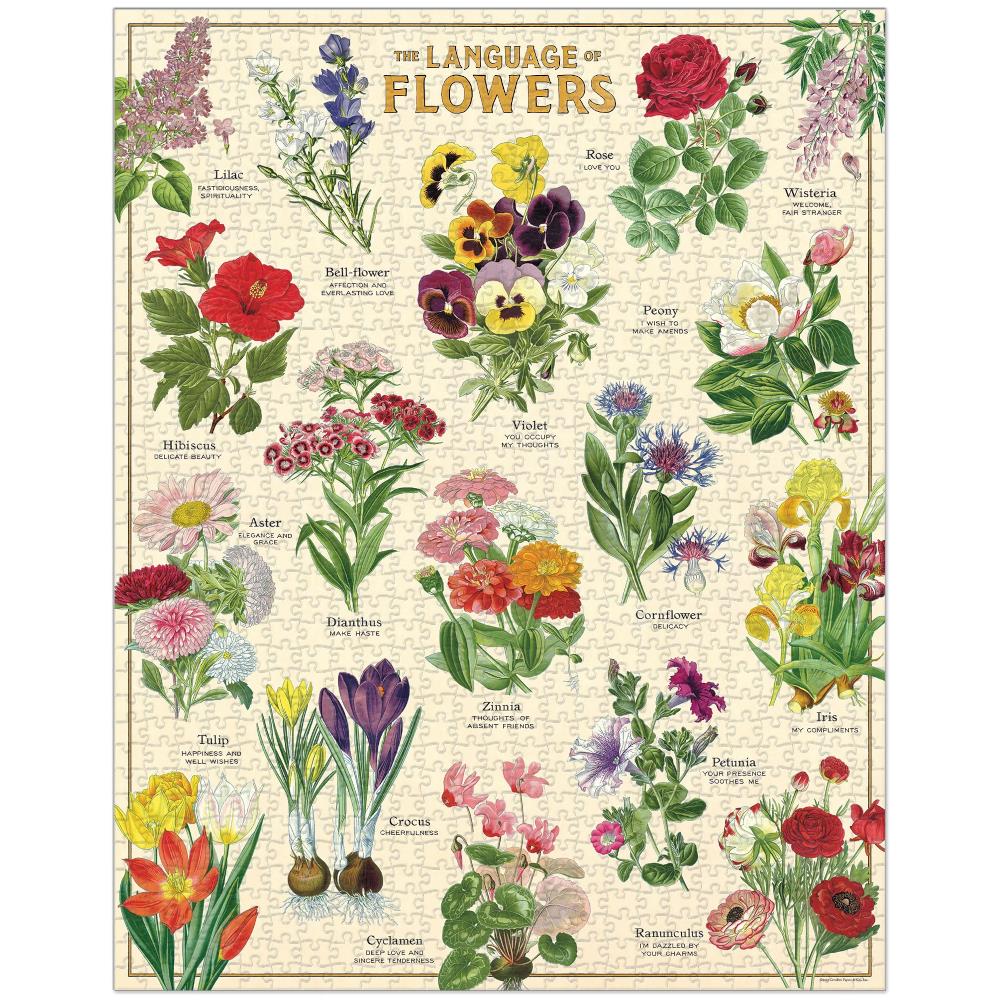Cavallini 1000pc Vintage Puzzle - Language of Flowers – Midoco Art