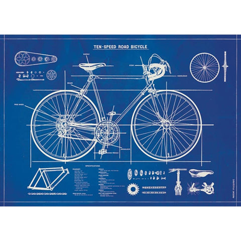 Cavallini Vintage Art Poster - Bicycle Blueprint (Ó)