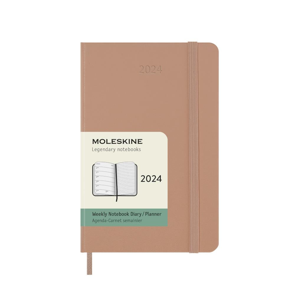 Moleskine 2024 Agenda - Weekly, Pocket Hardcover, Sandy Brown