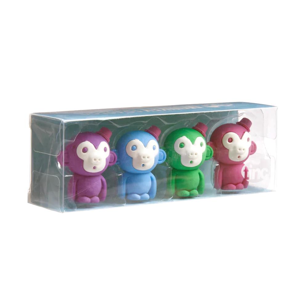 Tinc Eraser Set 4pk Monkeys Midoco Art & Office Supplies