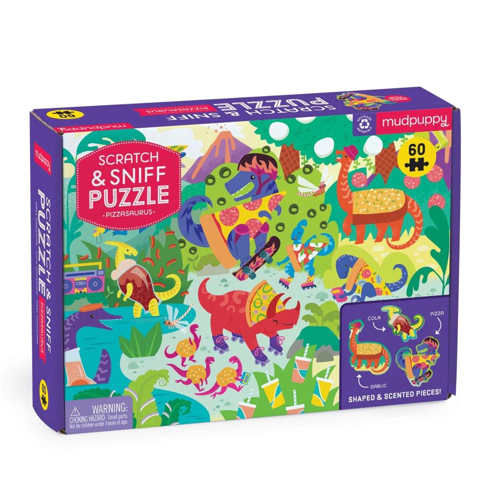 Mudpuppy 60pc Scratch & Sniff Puzzle - Pizzasaurus – Midoco Art