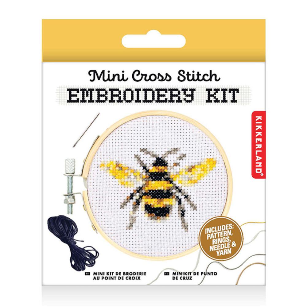 Kikkerland Mini Cross Stitch Embroidery Kit - Bee – Midoco Art