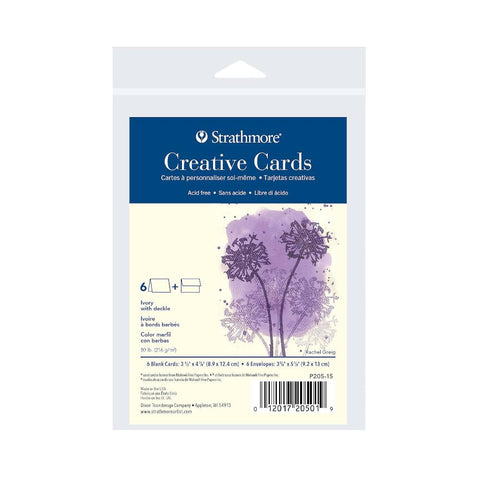 Strathmore Creative Cards 6pk 3.5x4.875" - Ivory Deckle
