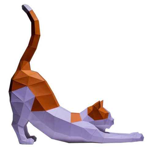 PaperCraft World 3D Model DIY Kit - Stretching Cat
