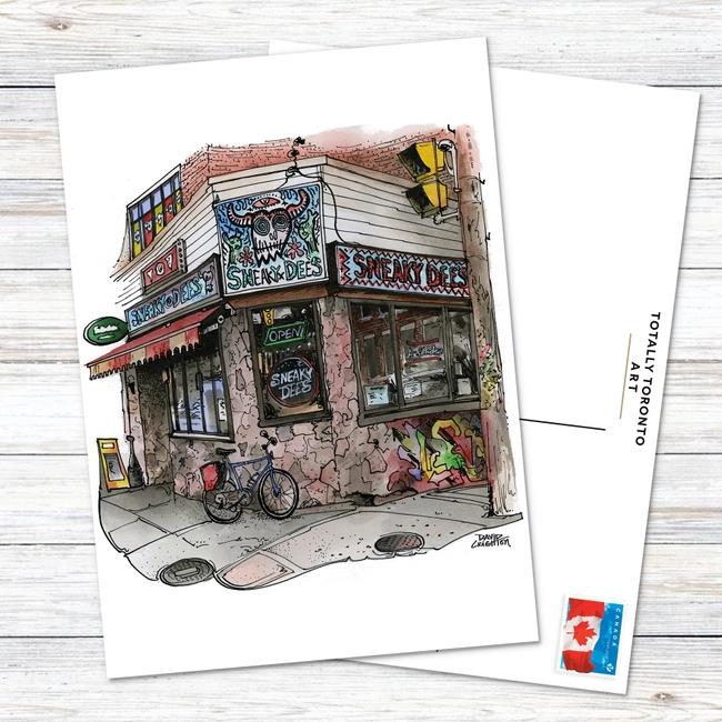 David Crighton Postcard - Sneaky Dee's – Midoco Art & Office Supplies