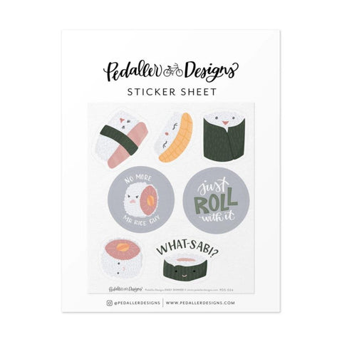 Pedaller Designs Sticker Sheet - Cute Sushi