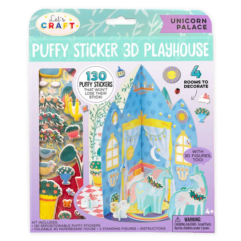 Bright Stripes Let's Craft Puffy Sticker 3D Playhouse - Unicorn Palace