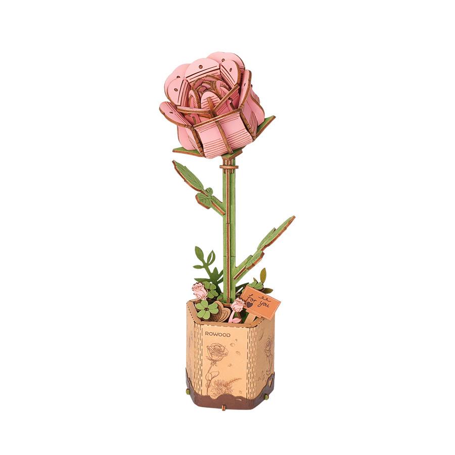 Robotime Rowood Wooden Bloom Craft Model Kit - Pink Rose – Midoco