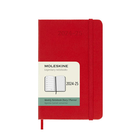 Moleskine 2024-2025 Agenda - Weekly, Pocket Hardcover, Red