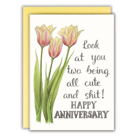 Naughty Florals Greeting Card - Happy Anniversary!