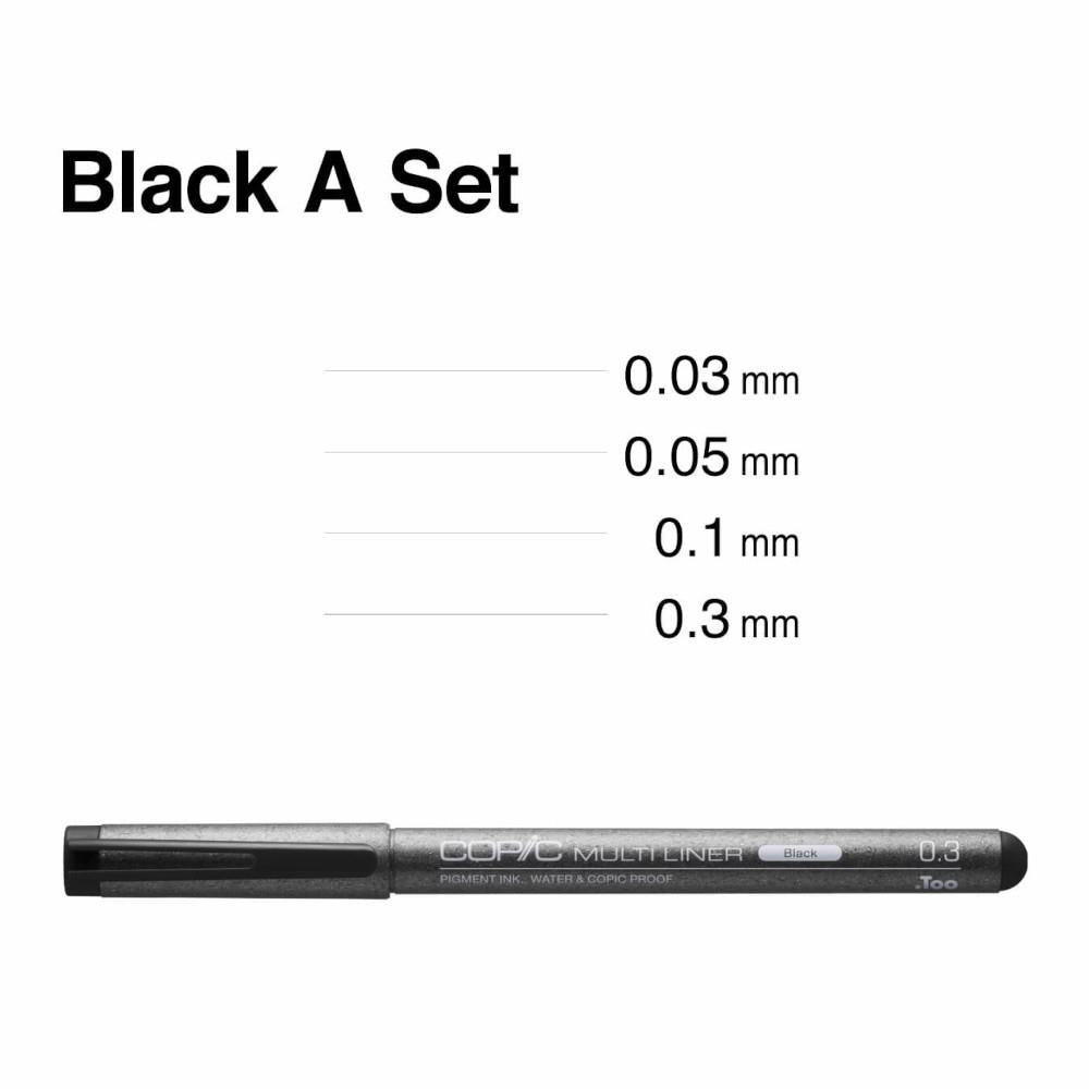 Midoco.ca: Copic Multiliner Pen Set A Black 4pk – Midoco Art