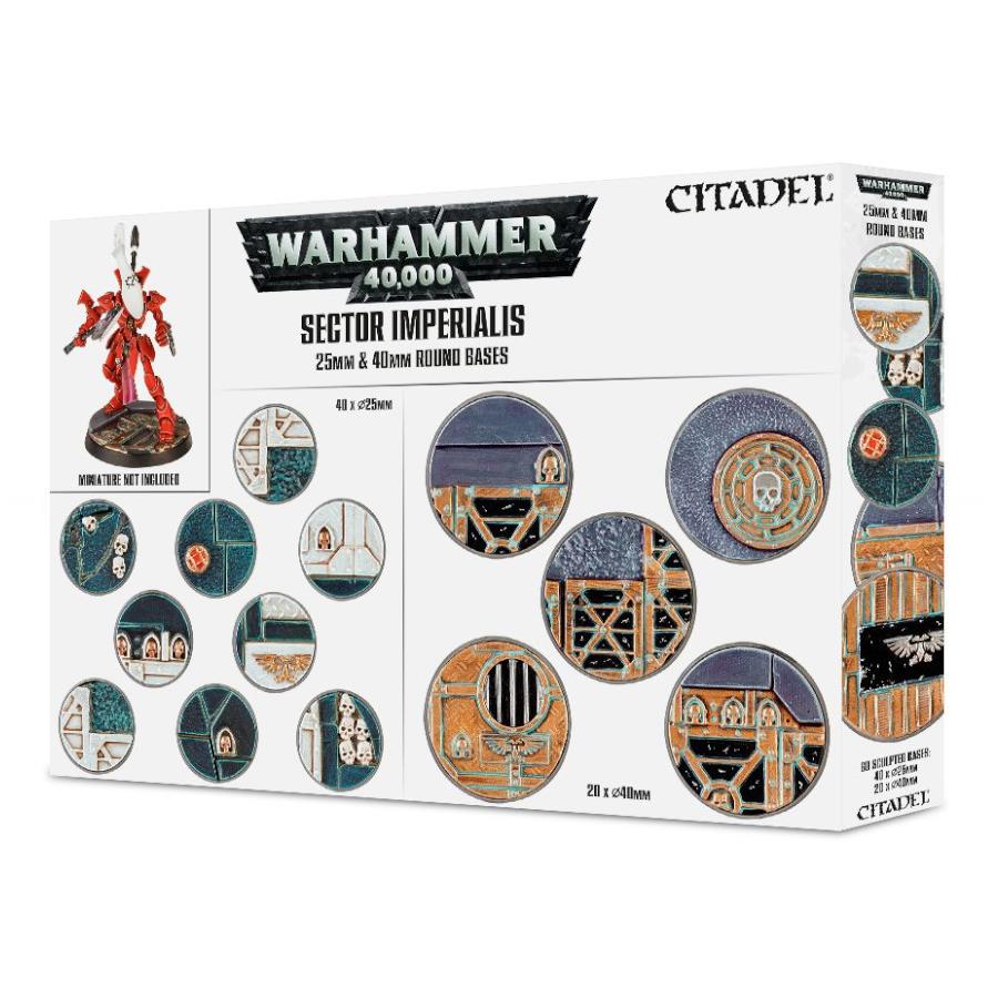 WARHAMMER SECTOR IMPERIALIS： 25 ＆ 40MM ROUND BASES 2zzhgl6 Warhammer 40K Miniature Kit - Sector Imperialis 25 & 40mm