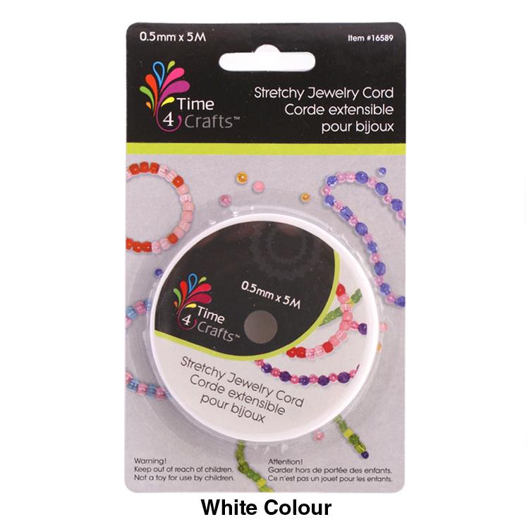Time 4crafts, Stretchy Jewelry Cord, White, 0.5mm x 5m