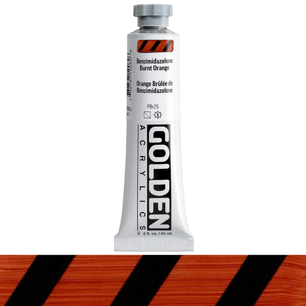 Golden Heavy Body Acrylic Paint Tubes 2oz S5 BENZIM BRNT ORNG