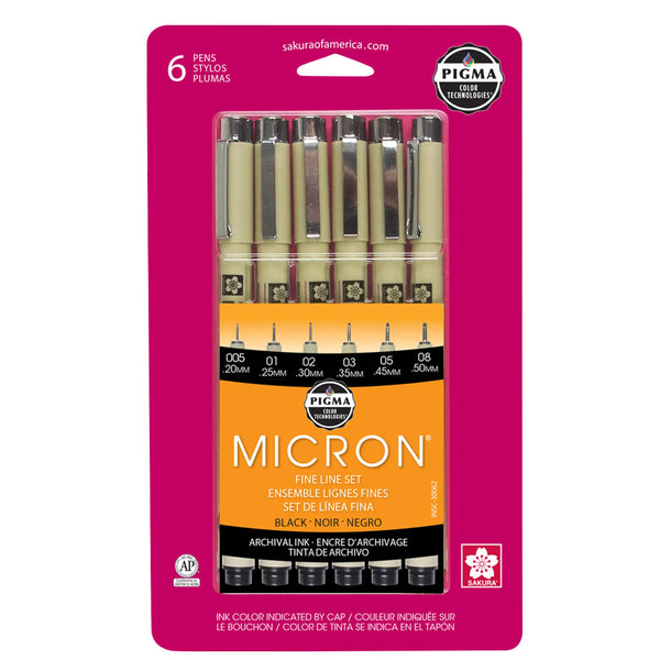 Sakura Pigma Micron Fine Line Pen 6pk Set