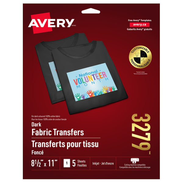 Avery T-Shirt Transfer Paper for Dark Fabrics 5pk