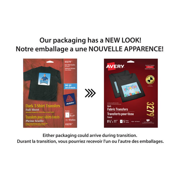 Avery T-Shirt Transfer Paper for Dark Fabrics 5pk