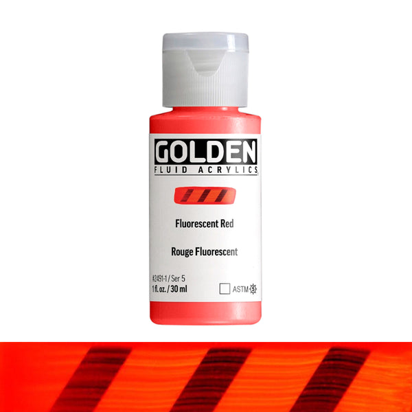 Golden Fluid Acrylic Paints 1oz S5 FLUORESCENT RED