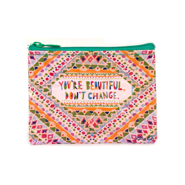 Blue Q Recycled Coin Purse - You're Beautiful, Don't Change