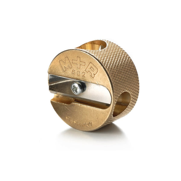 M+R Brass Artists 2 Hole Round Pencil Sharpener