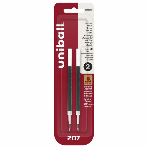 Uniball Signo 207 Gel Pen Refill - .7mm 2pk Black