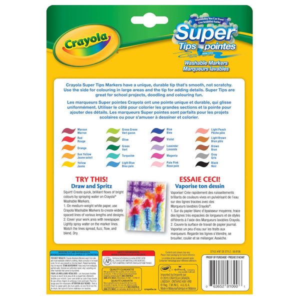 Crayola Washable Markers, Super Tips 20pk