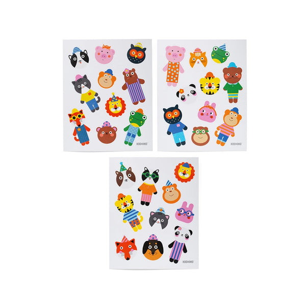 Kikkerland Kidoki Cute Animal Puffy Stickers