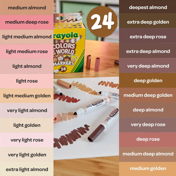 Crayola Broad Line Markers - Colours of the World Skin Tones 24pk