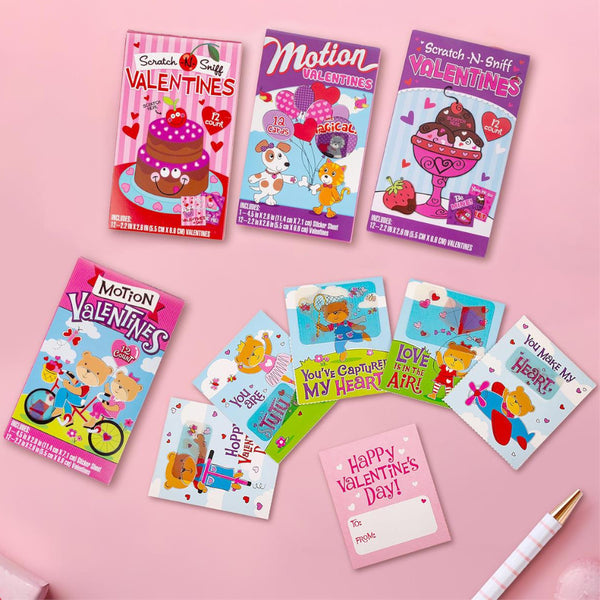 CTG From The Heart Valentines Cards 12pk Motion or Scratch-N-Sniff, Assorted