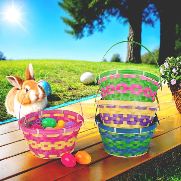 Easter Treasures Bamboo Basket with Movable Handle, Assorted