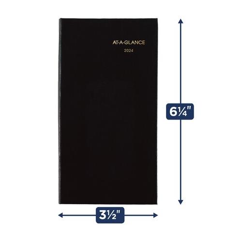 At-A-Glance 2024 Agenda - Weekly/Monthly Fine Diary, Black, Pocket