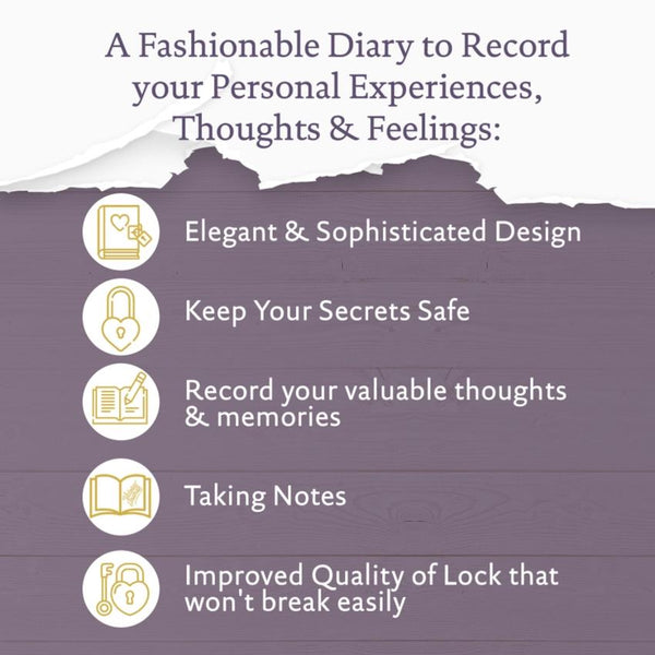 Victoria's Journals Heart Lock Diary - Blue-Purple