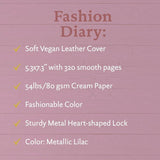 Victoria's Journals Heart Lock Diary - Hush Hush Metallic Lilac