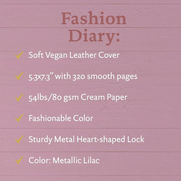 Victoria's Journals Heart Lock Diary - Hush Hush Metallic Lilac