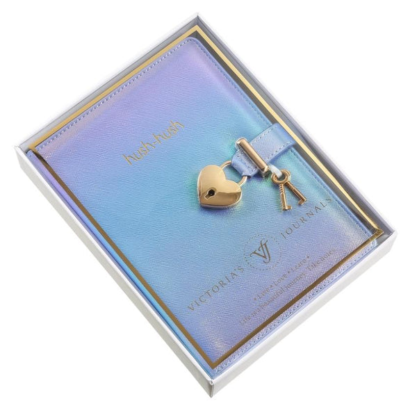Victoria's Journals Heart Lock Diary - Hush Hush Iridescent Blue