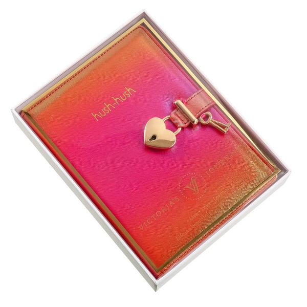 Victoria's Journals Heart Lock Diary - Hush Hush Iridescent Red