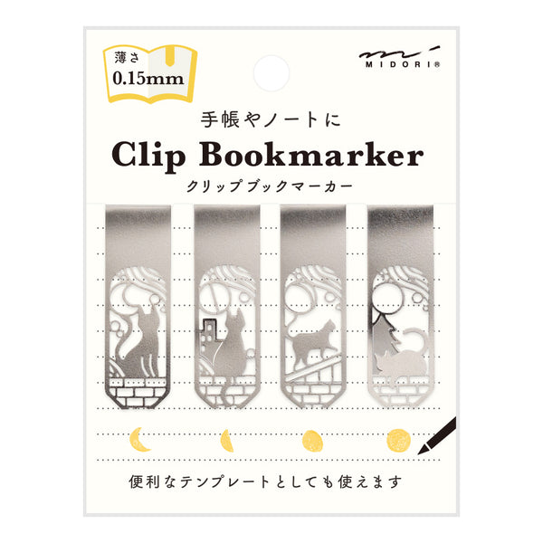 Midori Bookmark Clip 4pk - Cat & Moon