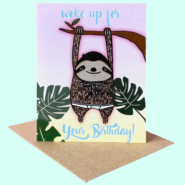 Crywolf Birthday Greeting Card - Lazy Sloth
