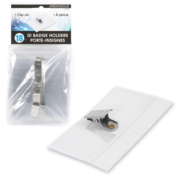 Merangue ID Badge Holders with Clip 10pk