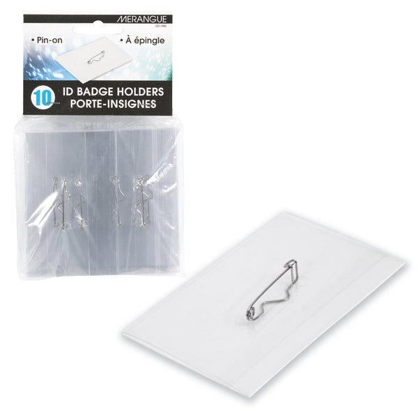 Merangue ID Badge Holders with Pins 10pk