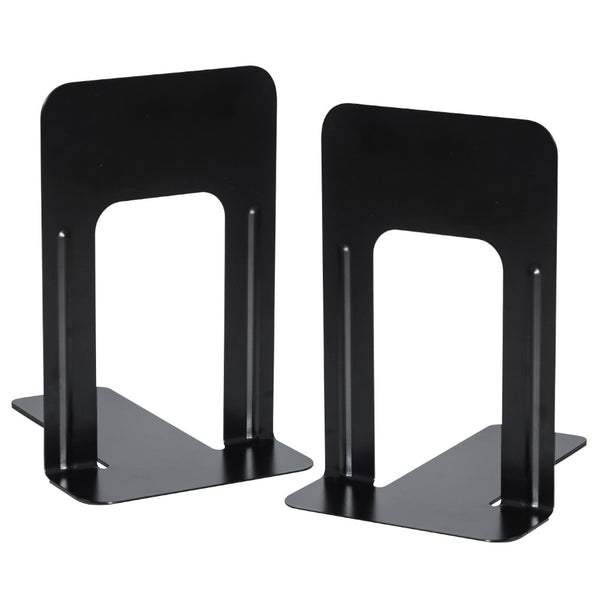 Merangue Black Metal Bookends, Non-Skid, 9"