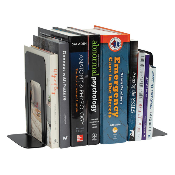Merangue Black Metal Bookends, Non-Skid, 9"