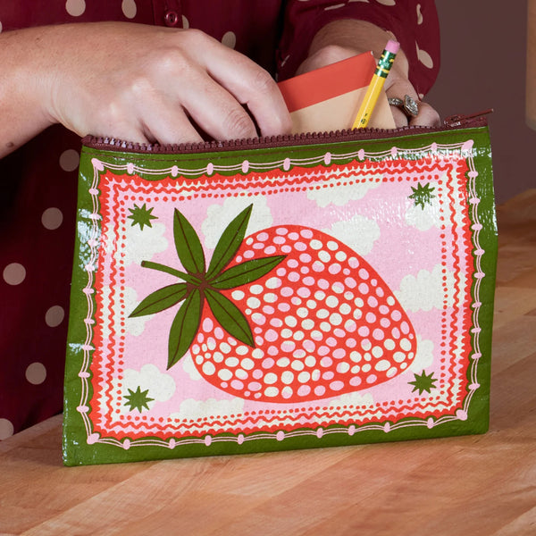 Blue Q Recycled Zipper Pouch - Strawberry Clouds