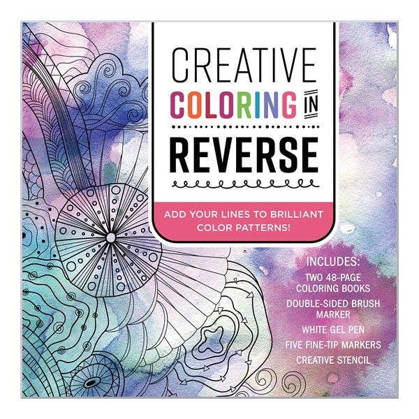 Chartwell Creative Colouring in Reverse Kit, 2 Colouring Books with Markers & Tools