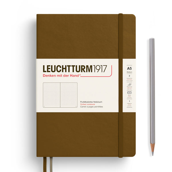 Leuchtturm1917 A5 Medium Notebooks - Dotgrid SPICE BROWN