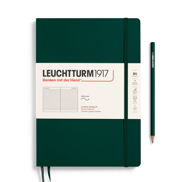 Leuchtturm1917 B5 Softcover Composition Notebooks - Ruled FOREST GREEN